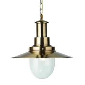 1 Light Dome Ceiling Pendant Antique Brass, Seeded Glass, E27