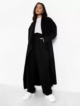 Boohoo Oversized Wool Look Coat - Black, Size 14, Women