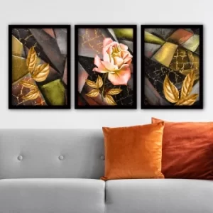 3SC141 Multicolor Decorative Framed Painting (3 Pieces)