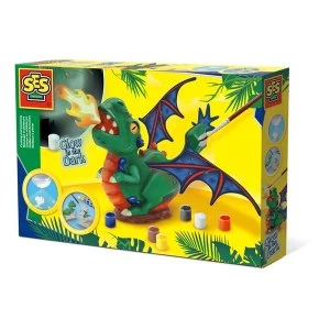 SES Creative - Childrens Dragon Glow-in-the-Dark Casting and Painting Set (Multi-colour)