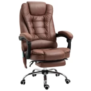 Vinsetto Heated 6 Points Vibration Massage Executive Office Chair Adjustable Swivel Ergonomic High Back Desk Chair Recliner with Footrest Brown