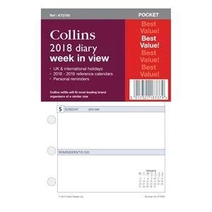 Original Collins 2018 Pocket Diary Refill Week to View