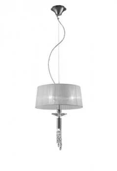 Ceiling Pendant 3+1 Light E27+G9, Polished Chrome with White Shade & Clear Crystal