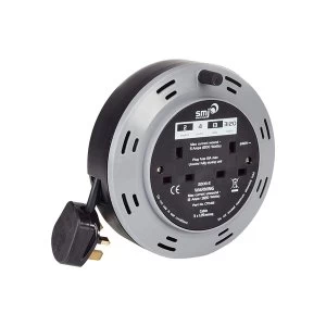 SMJ Electrical 4m 2 Socket Compact Extension Cable Reel UK Plug
