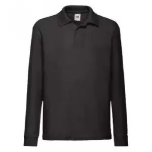 Fruit Of The Loom Childrens/Kids Long Sleeve Pique Polo Shirt (5-6 Years) (Black)
