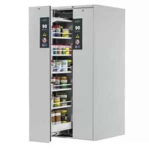 Type 90 Safety Storage Cabinet V-MOVE-90 Model V90.196.081.VDAC:0012 in Light Grey RAL 7035 with 5X Tray Shelf (Standard) (Sheet Steel)