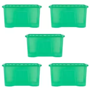 Wham Crystal 60L Clear Green Stackable Plastic Storage Box and Lid Pack 5 - wilko