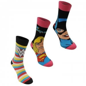 DC Comics 3 Pack Crew Sock Ladies - Multi