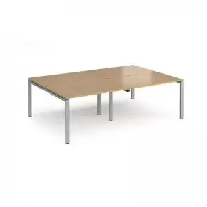 Adapt double back to back desks 2400mm x 1600mm - silver frame and oak