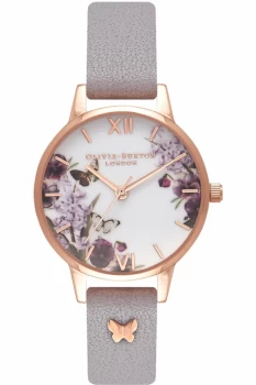 Ladies Olivia Burton Enchanted Garden Grey Lilac & Rose Gold Watch OB16ES05