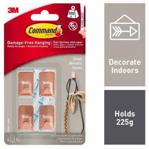 Command Copper Self Adhesive Small Hooks 4 Pack