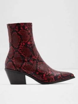 Aldo Batis Snake Print Ankle Boot - Red, Size 7, Women