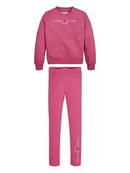 Tommy Hilfiger Girls Essential Legging Set - Dark Pink Size Age: 10 Years, Women