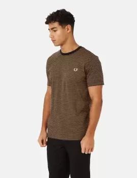 Fred Perry Fine Stripe T-Shirt - Shaded Stone/Navy Blue