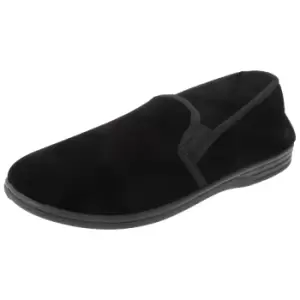 Zedzzz Mens Ross Twin Gusset Velour Slippers (7 UK) (Black)