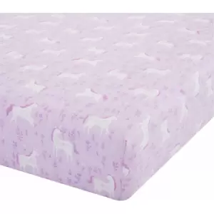 Catherine Lansfield - Folk Unicorn Easy Care Fitted Sheet, Pink, Single