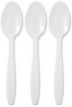 Value Dessert Spoons Plastic White (Pack 100)