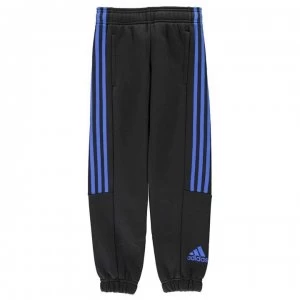 adidas 3 Stripe Fleece Pants - Black/Blue