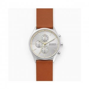 Skagen Silver And Brown 'Holst' Chronograph Classical Watch - SKW6607