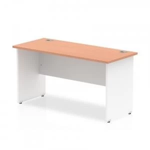 Trexus Desk Rectangle Panel End 1400x600mm Beech Top White Panels Ref