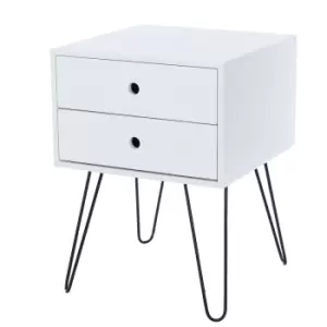 Tulo White and Metal 2 Drawer Bedside