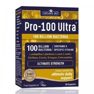 Natures Aid Pro-100 Ultra 100 Billion Bacteria Ultimate Strength - 30 Capsules