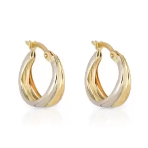 JG Fine Jewellery 9ct Yellow & White Gold Double Row Hoop Earrings