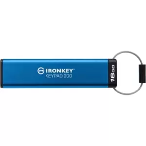 Kingston IronKey Keypad 200 16GB USB 3.0 Flash Stick Pen Memory Drive - Blue