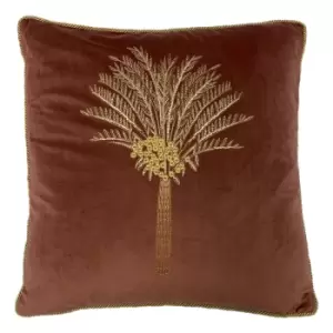 Desert Palm Embroidered Velvet Cushion