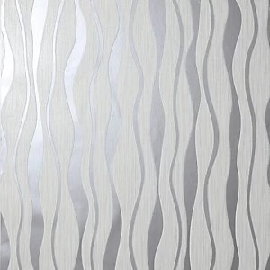 Arthouse Metallic Wave Glitter Wallpaper White/ Silver