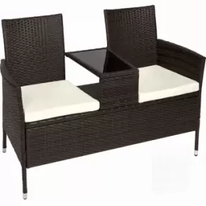 Tectake Garden Bench With Table Poly Rattan - Brown