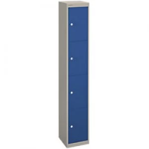 Bisley Basic Contract Locker Lockable with 4 Doors CLK124 Steel 305 x 305 x 1802mm Goose Grey & Oxford Blue