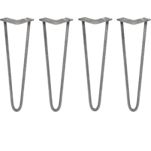 4 x Hairpin Leg - 16 - Unfinished - 2 Prong - 12m - Metallic