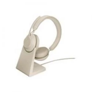 Jabra Evolve2 65 USB-A MS Stereo Headset with Desk Stand - Beige