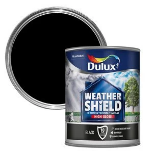 Dulux Weathershield Exterior Black High Gloss Paint 750ml