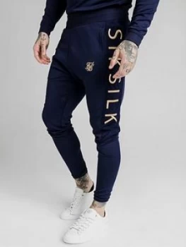 SikSilk Fitted Panel Cuff Pants - Navy, Size XS, Men