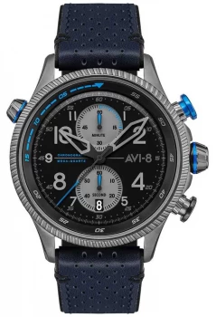AVI-8 HAWKER HUNTER Chronograph Black Dial Blue Watch