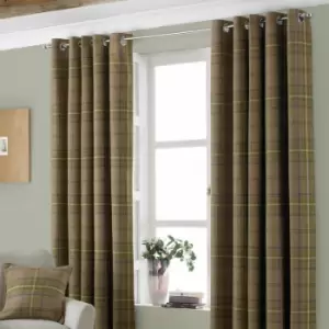 Riva Paoletti Aviemore Heritage Tartan Check Faux Wool Lined Eyelet Curtains, Thistle, 90 x 72 Inch