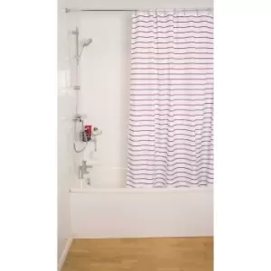 Croydex Pinstripe Shower Curtain, Plumb/White