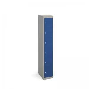 Bisley lockers with 6 doors 457mm deep - grey with blue doors