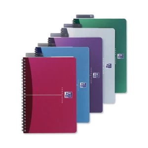 Oxford A5 Office 180 Pages 90gsm Metallic Wirebound Polypropylene Cover Smart Ruled Notebook Assorted Colours Pack of 5