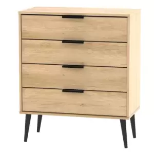Hirato 4 Drawer Soft Oak Chest With Black Wooden Legs