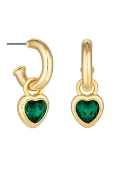 Gold Plated Emerald Heart Drop Earrings