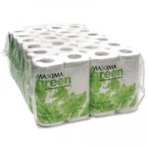 Maxima Green 2 Ply White Toilet Roll 200 Sheet Pack of 48