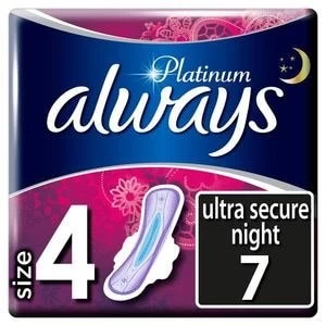Always Platinum Secure Night Size 4 with wings Pads x7