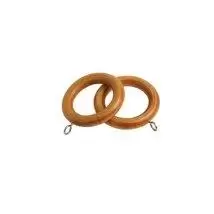 Pack of 32 Wooden Curtain Pole Ring Hooks with Eyes