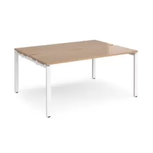 Bench Desk 2 Person Rectangular Desks 1600mm Beech Tops With White Frames 1200mm Depth Adapt