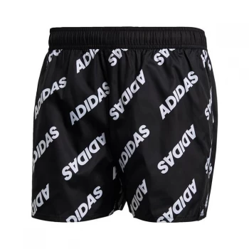 adidas Wording Swim Shorts Mens - Black