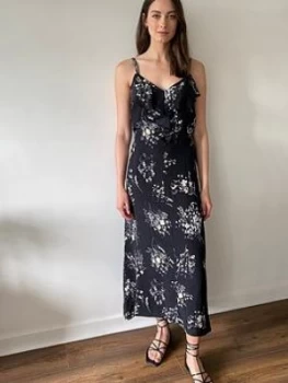 Wallis Frill Cami Dress - Black, Size 14, Women