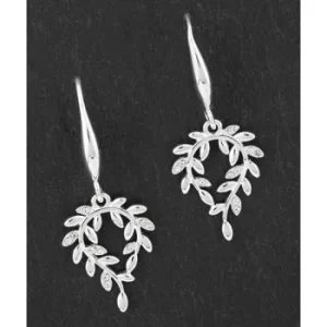 Back To Nature Silver Plated Pave Leaf Curl Earrings
